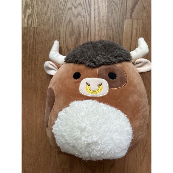 Shep The Highland Cow Squishmallows 13” Brown Spotted Bull Ring Plush 2023 - Picture 1 of 8